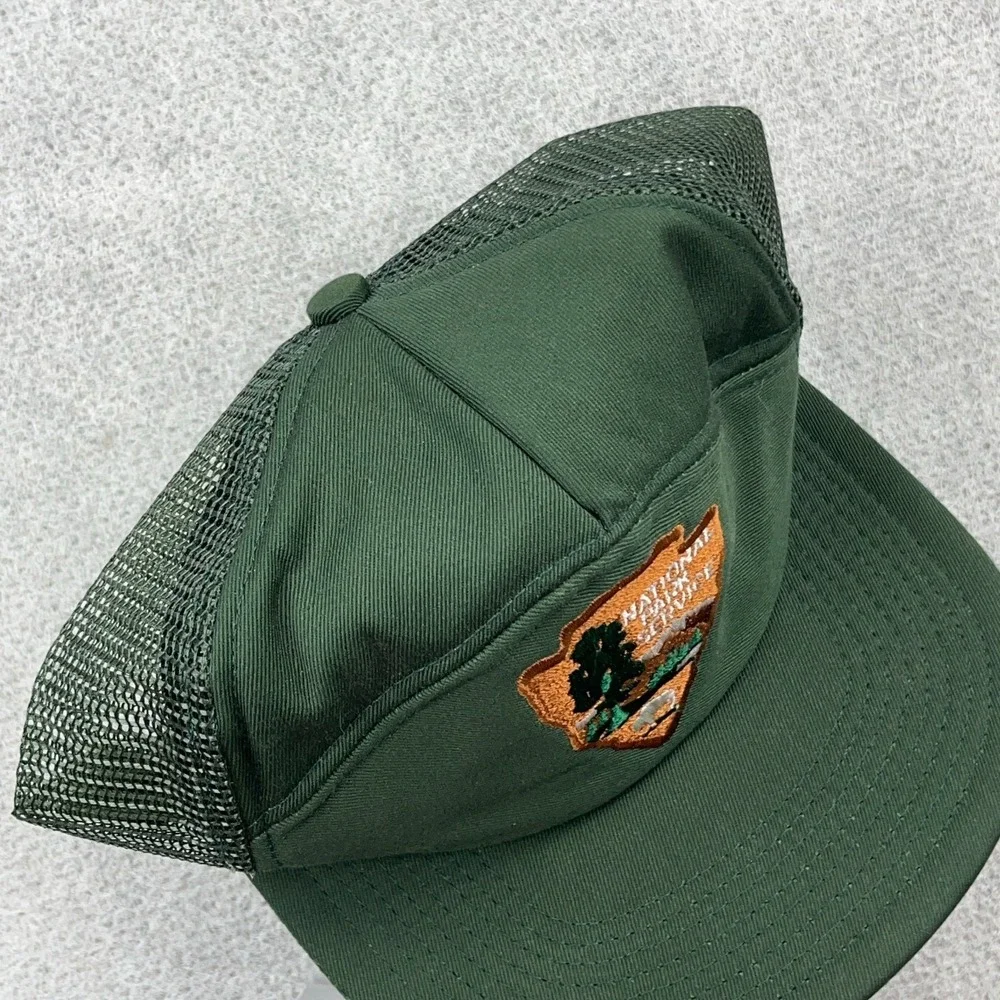 Vintage National Park Service Trucker Hat Cap SnapBack 80s 90s Nature USA Green